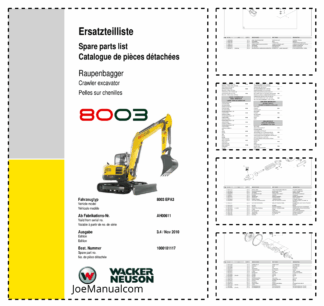 Wacker Neuson 8003 Track Excavator Parts Catalog AH00611