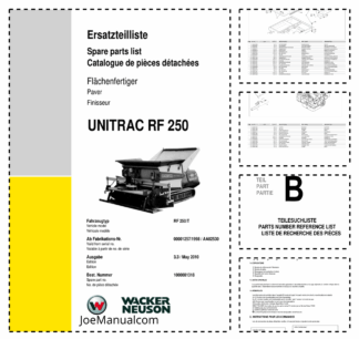 Wacker Neuson RF250 Unitrac Paver Parts Catalog