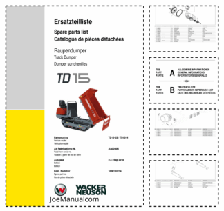 Wacker Neuson TD15 Dumper Parts Catalog Rev 2