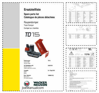 Wacker Neuson TD15 Dumper Parts Catalog