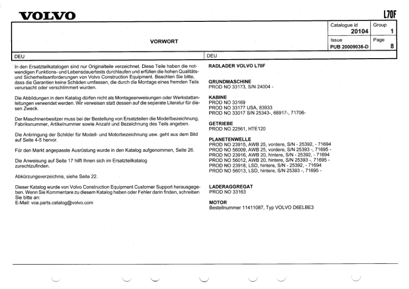 Volvo L70F Wheel Loader Parts Catalog - Image 8