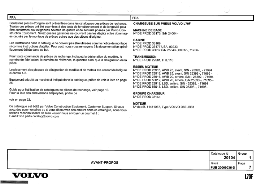 Volvo L70F Wheel Loader Parts Catalog - Image 7