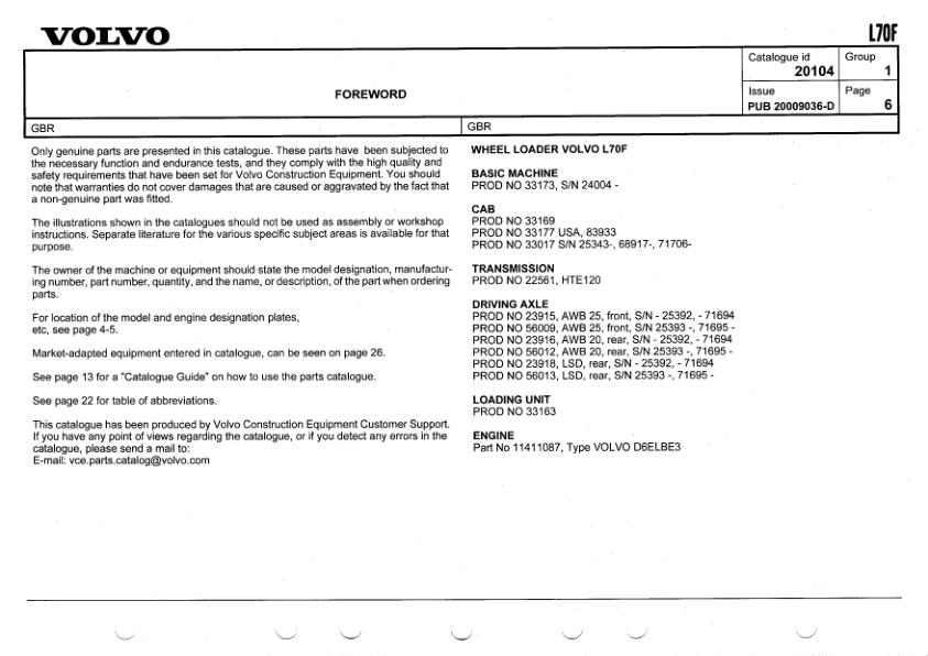 Volvo L70F Wheel Loader Parts Catalog - Image 6