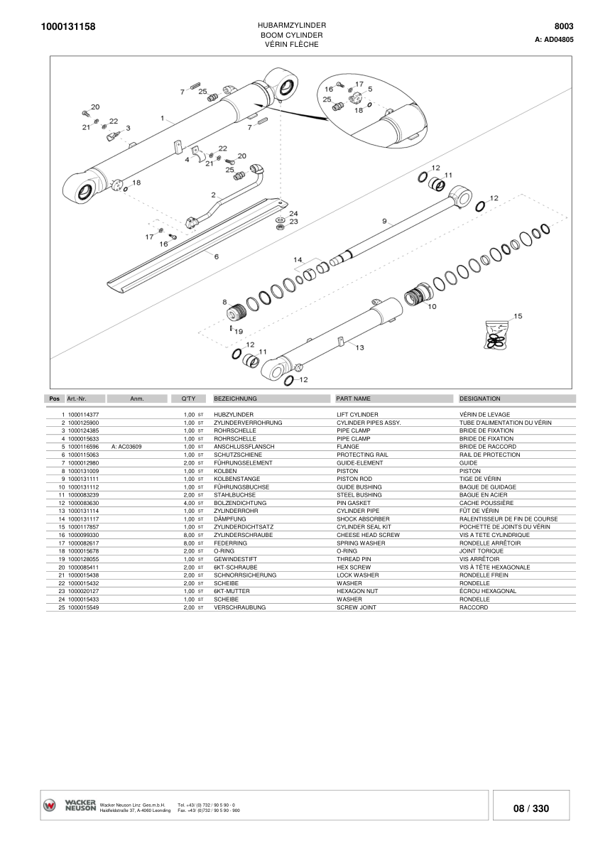 Wacker Neuson 8003 Track Excavator Parts Catalog AC02528 AD07187 - Image 14