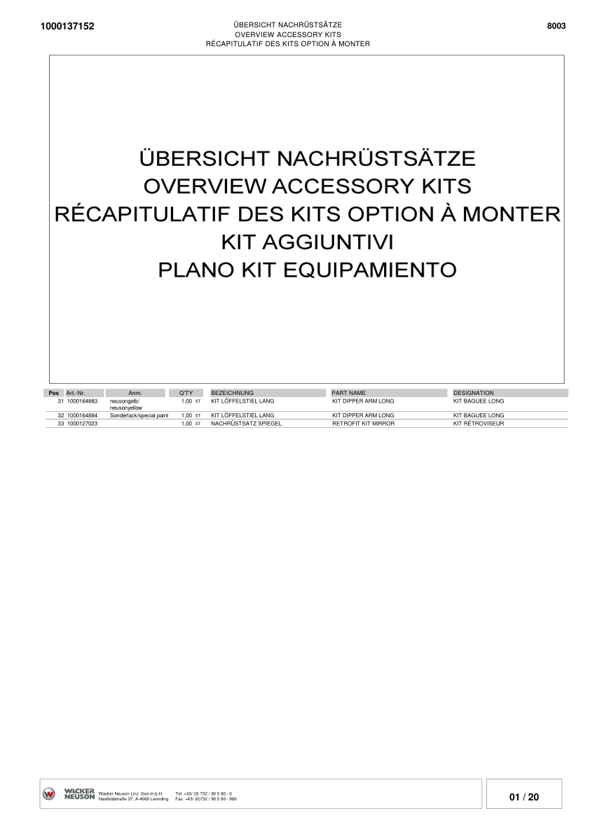 Wacker Neuson 8003 Track Excavator Parts Catalog AC02528 AD07187 - Image 10