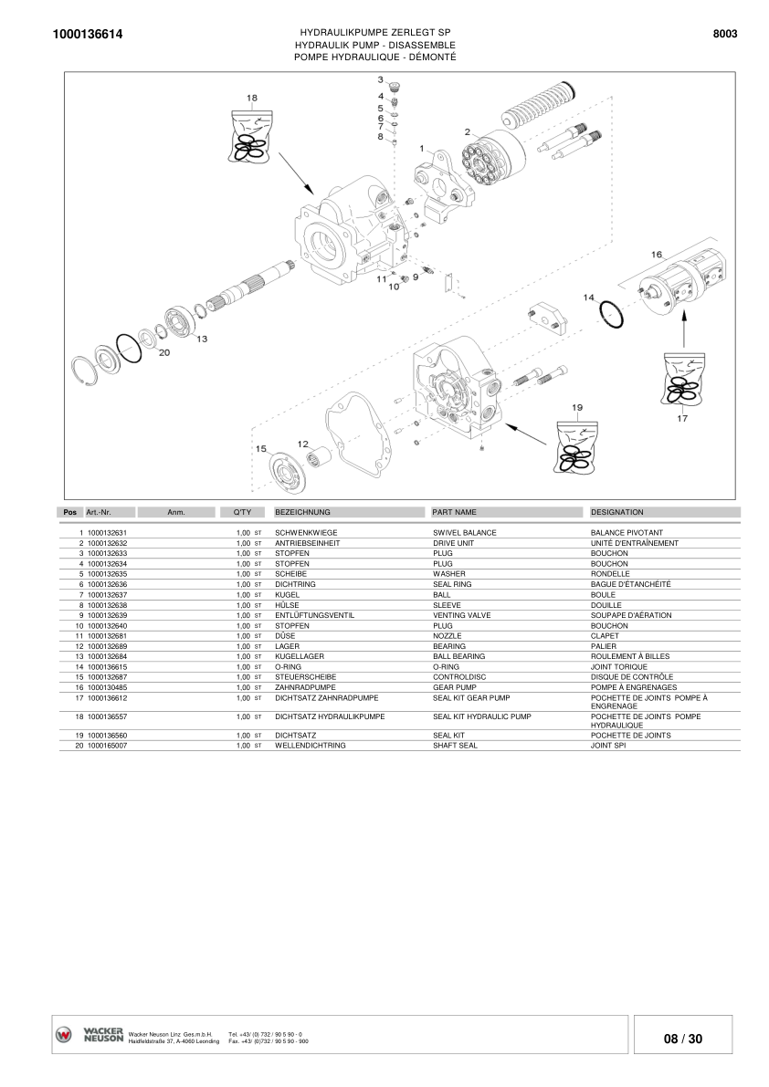 Wacker Neuson 8003 Track Excavator Parts Catalog AC02528 AD07187 - Image 12