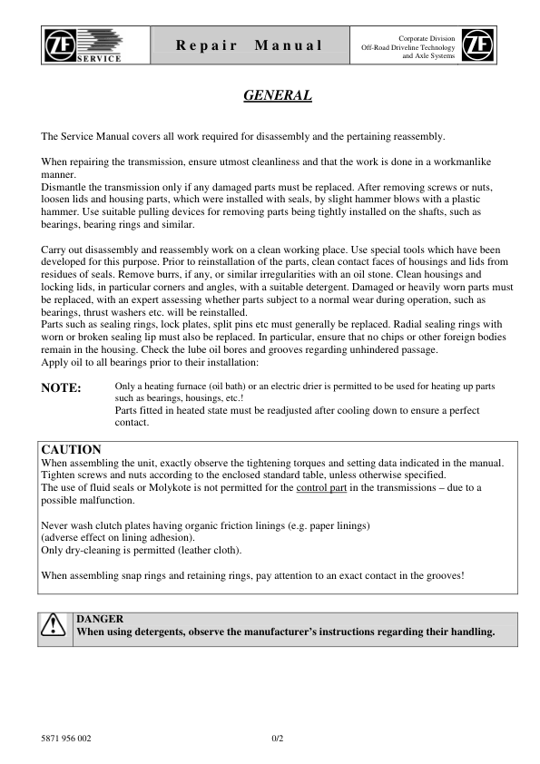 ZF Powershuttle T-7100 KT Transmission Repair Manual - Image 9