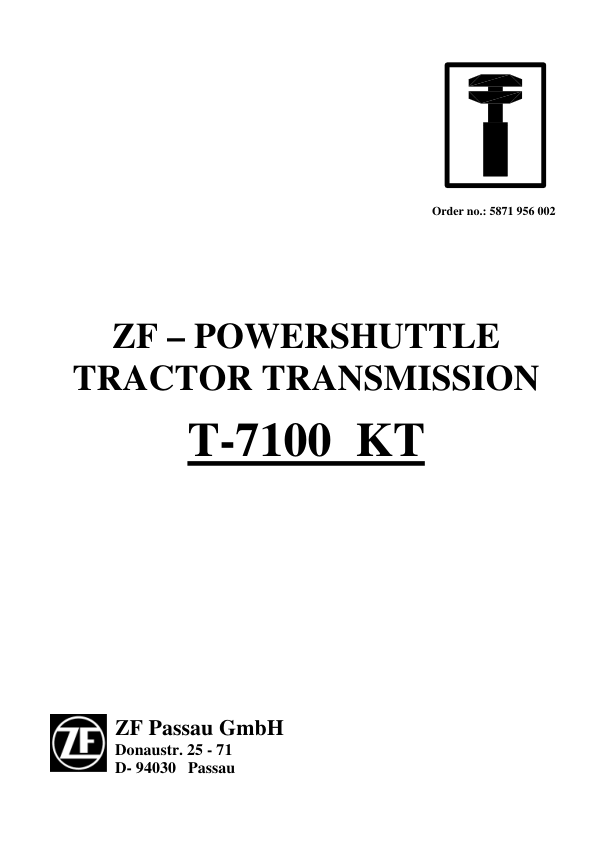 ZF Powershuttle T-7100 KT Transmission Repair Manual - Image 2