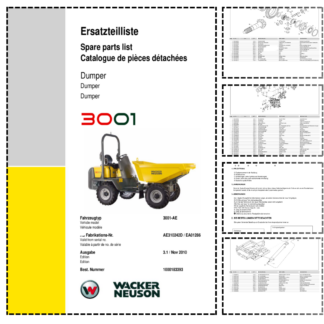 Wacker Neuson 3001 Dumper Parts Catalog SN from AE310242 EA01286 v3.1