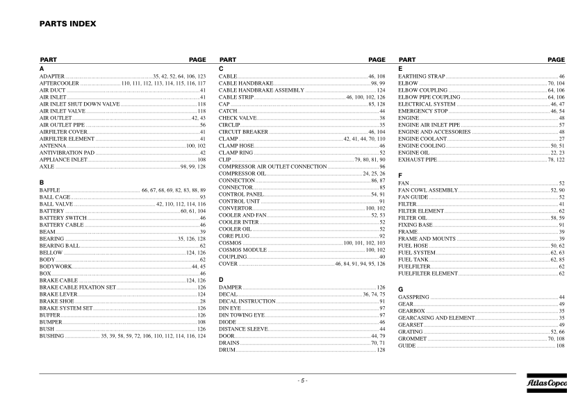 Atlas Copco XAHS 237 CD Portable Compressor Parts List - Image 3