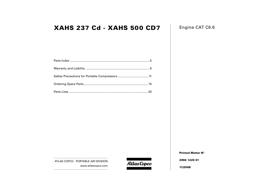 Atlas Copco XAHS 237 CD Portable Compressor Parts List - Image 2
