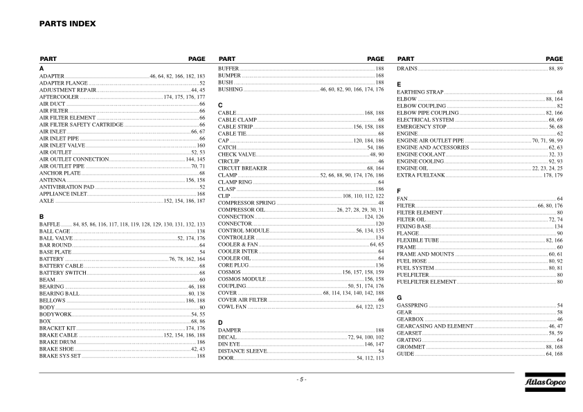Atlas Copco XAHS 347 XAHS 710 CD7 Portable Compressor Parts List - Image 3