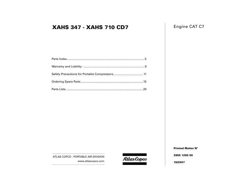 Atlas Copco XAHS 347 XAHS 710 CD7 Portable Compressor Parts List - Image 2