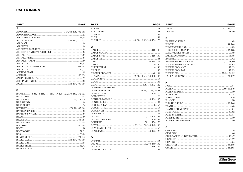 Atlas Copco XATS 377 XATS 800 CD7 Portable Compressor Parts List - Image 3