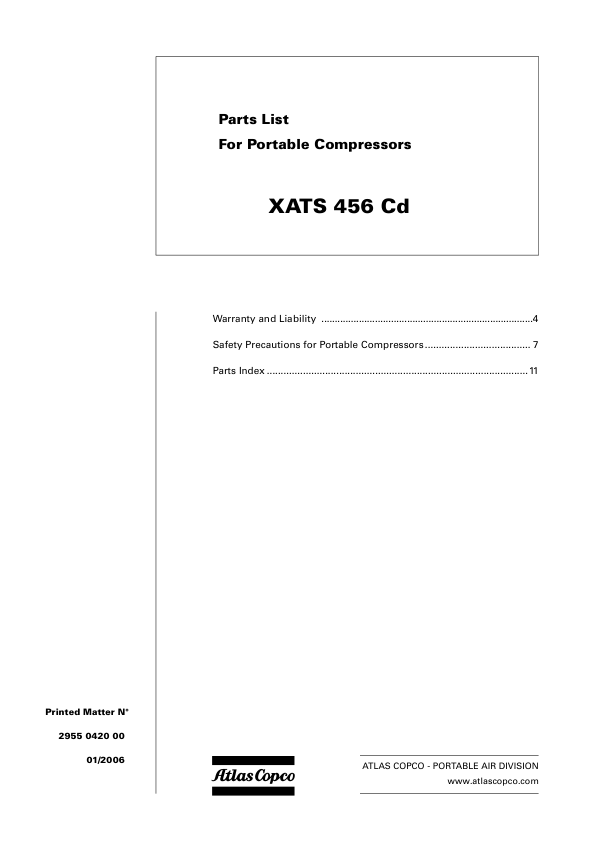 Atlas Copco XATS 456 Portable Compressor Parts List - Image 2