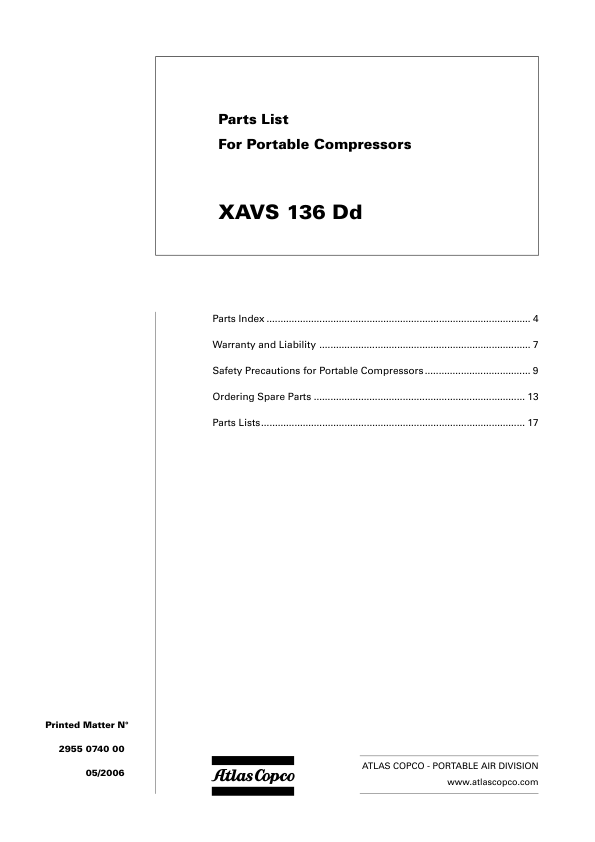 Atlas Copco XAVS 136 Portable Compressor Parts List - Image 2