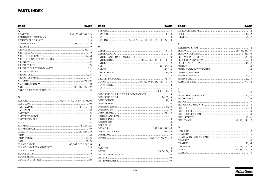 Atlas Copco XAVS 307 CD Portable Compressor Parts List - Image 9