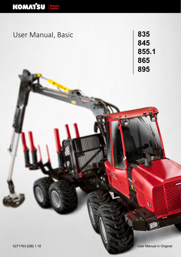 Komatsu 835 845 855.1 865 895 Forwarders Operators Manual - Image 2