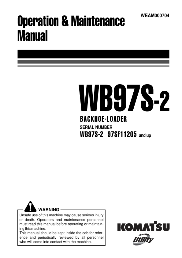 Komatsu WB97S-2 Backhoe Loader Operation Maintenance Manual - Image 2