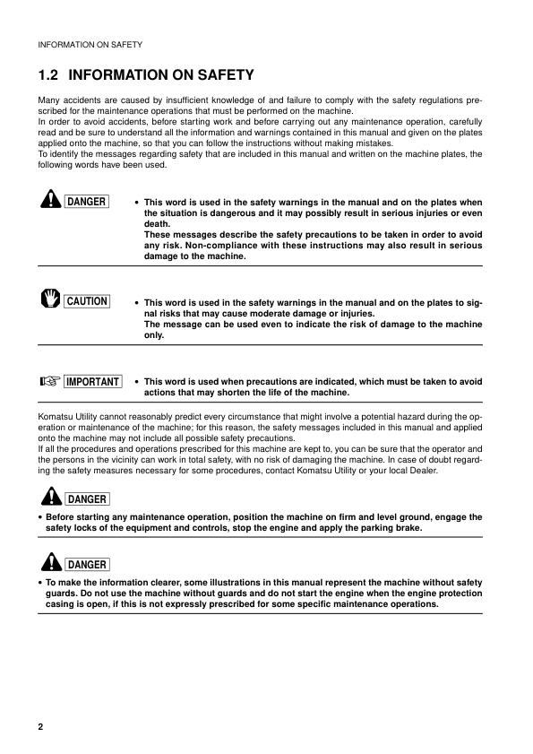 Komatsu WB97S-2 Backhoe Loader Operation Maintenance Manual - Image 4