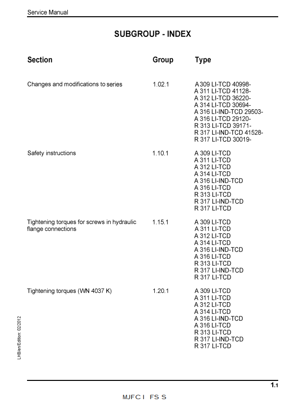 Liebherr A309 A311 A312 R313 A314 A316 R317 Litronic TCD Excavator Service Manual 2007-2011 - Image 4