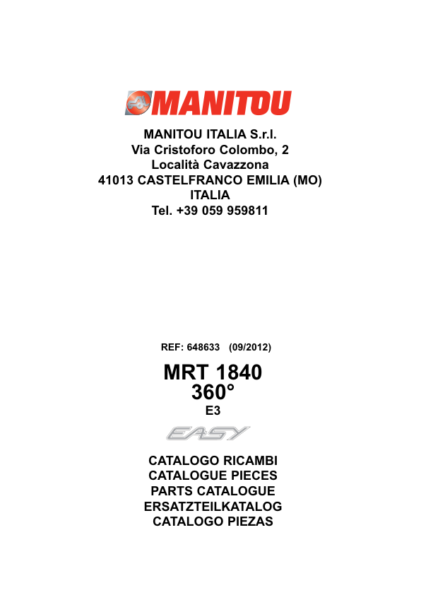 Manitou MRT1840 Rotating Telehandler Parts Catalog - Image 2