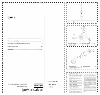 Atlas Copco OAV 4 Portable Compressor Parts List