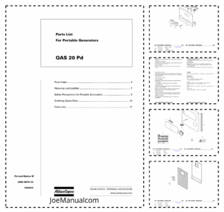 Atlas Copco QAS 20 Pd Portable Generator Parts List
