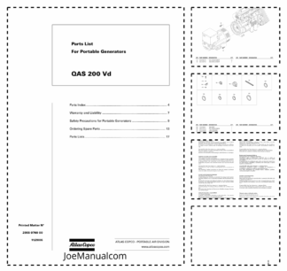 Atlas Copco QAS 200 VD Portable Generator Parts List
