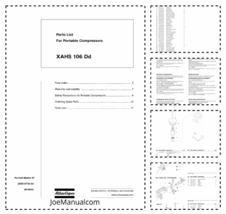 Atlas Copco XAHS 106 DD Portable Compressors Parts List
