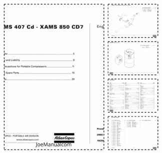 Atlas Copco XAMS 407 XAMS 850 Portable Compressor Parts List