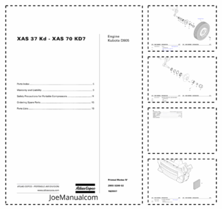 Atlas Copco XAS 37 KD XAS 70 KD7 Portable Compressors Parts List