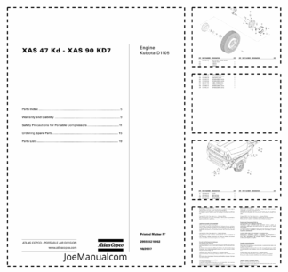 Atlas Copco XAS 47 KD XAS 90 KD7 Portable Compressors Parts List