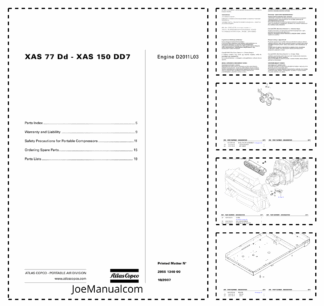 Atlas Copco XAS 77 DD XAS 150 DD7 Portable Compressors Parts List