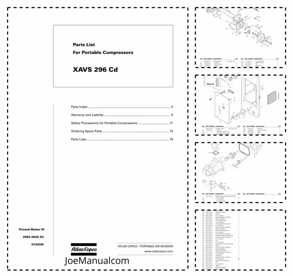 Atlas Copco XAVS 296 Portable Compressors Parts List