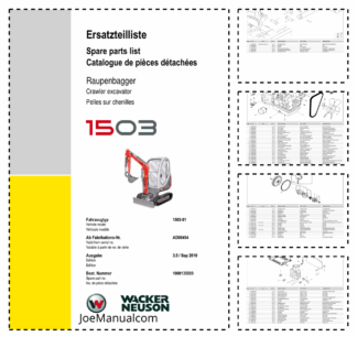 Wacker Neuson 1503 Crawler Excavator Parts Catalog Rev 2