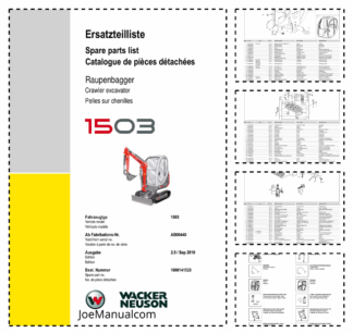 Wacker Neuson 1503 Crawler Excavator Parts Catalog