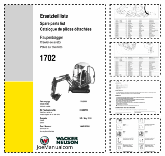 Wacker Neuson 1702RD Crawler Excavator Parts Catalog Rev 05-2010