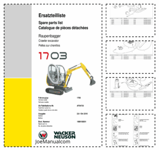 Wacker Neuson 1703 Crawler Excavator Parts Catalog Rev 10-2010