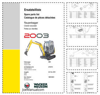 Wacker Neuson 2003 Crawler Excavator Parts Catalog Rev 11-2010