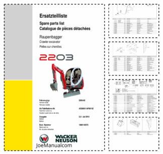 Wacker Neuson 2203 Crawler Excavator Parts Catalog Rev 3