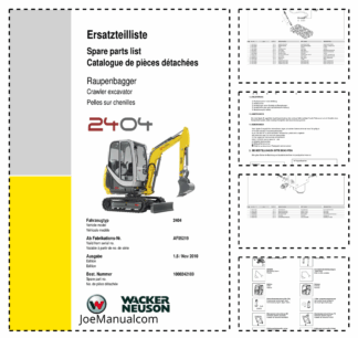 Wacker Neuson 2404 Crawler Excavator Parts Catalog Rev 11-2010