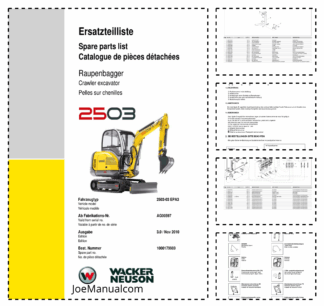 Wacker Neuson 2503 Crawler Excavator Parts Catalog Rev 4