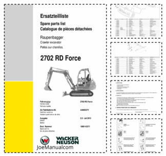 Wacker Neuson 2702RD Force Crawler Excavator Parts Catalog