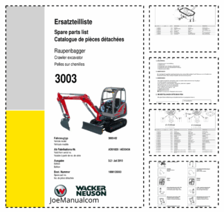 Wacker Neuson 3003 Crawler Excavator Parts Catalog Rev 3