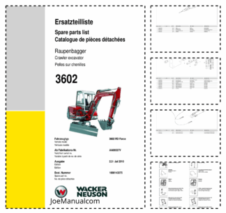 Wacker Neuson 3602RD Force Crawler Excavator Parts Catalog