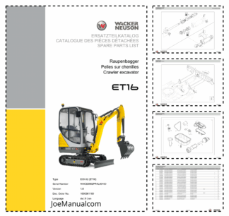 Wacker Neuson ET16 Mini Excavator Parts Manual