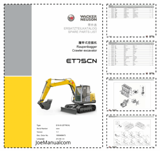 Wacker Neuson ET75 Excavator Parts Manual