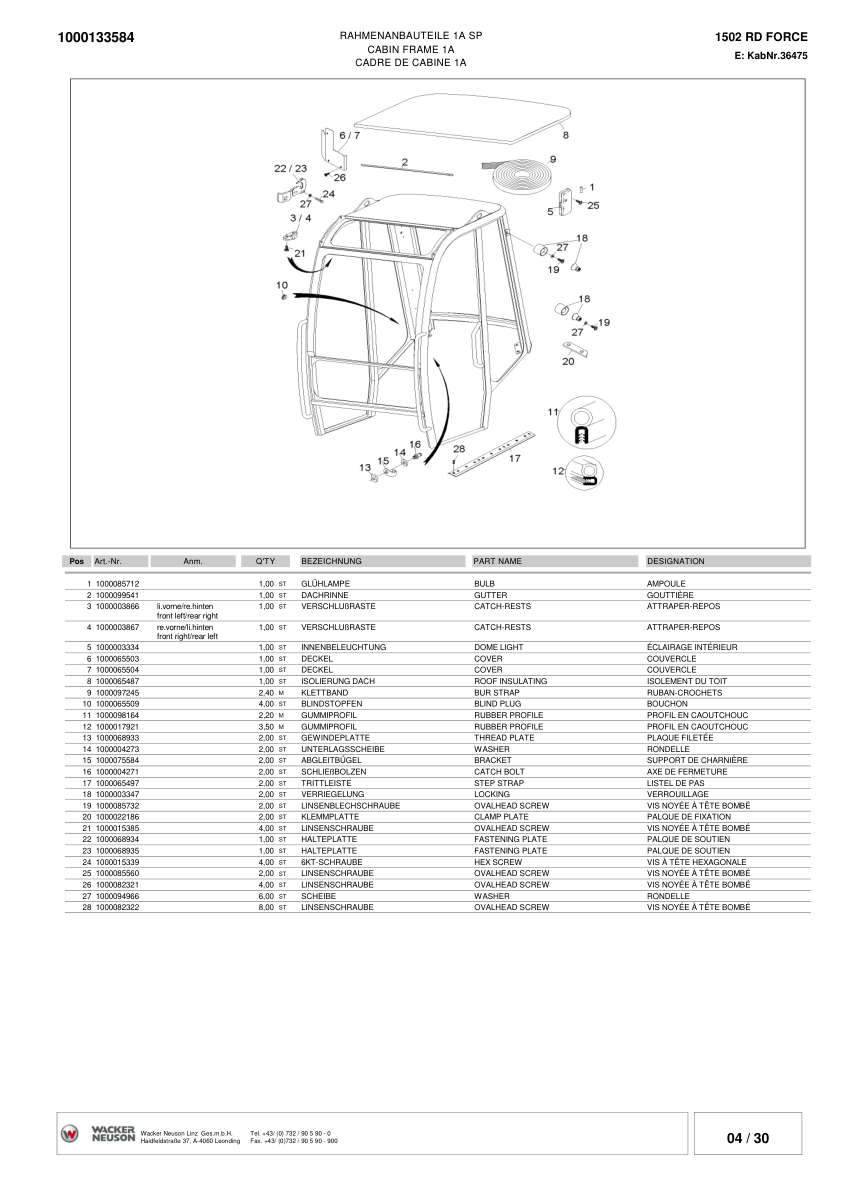 Wacker Neuson 1502RD Force Crawler Excavator Parts Catalog - Image 11