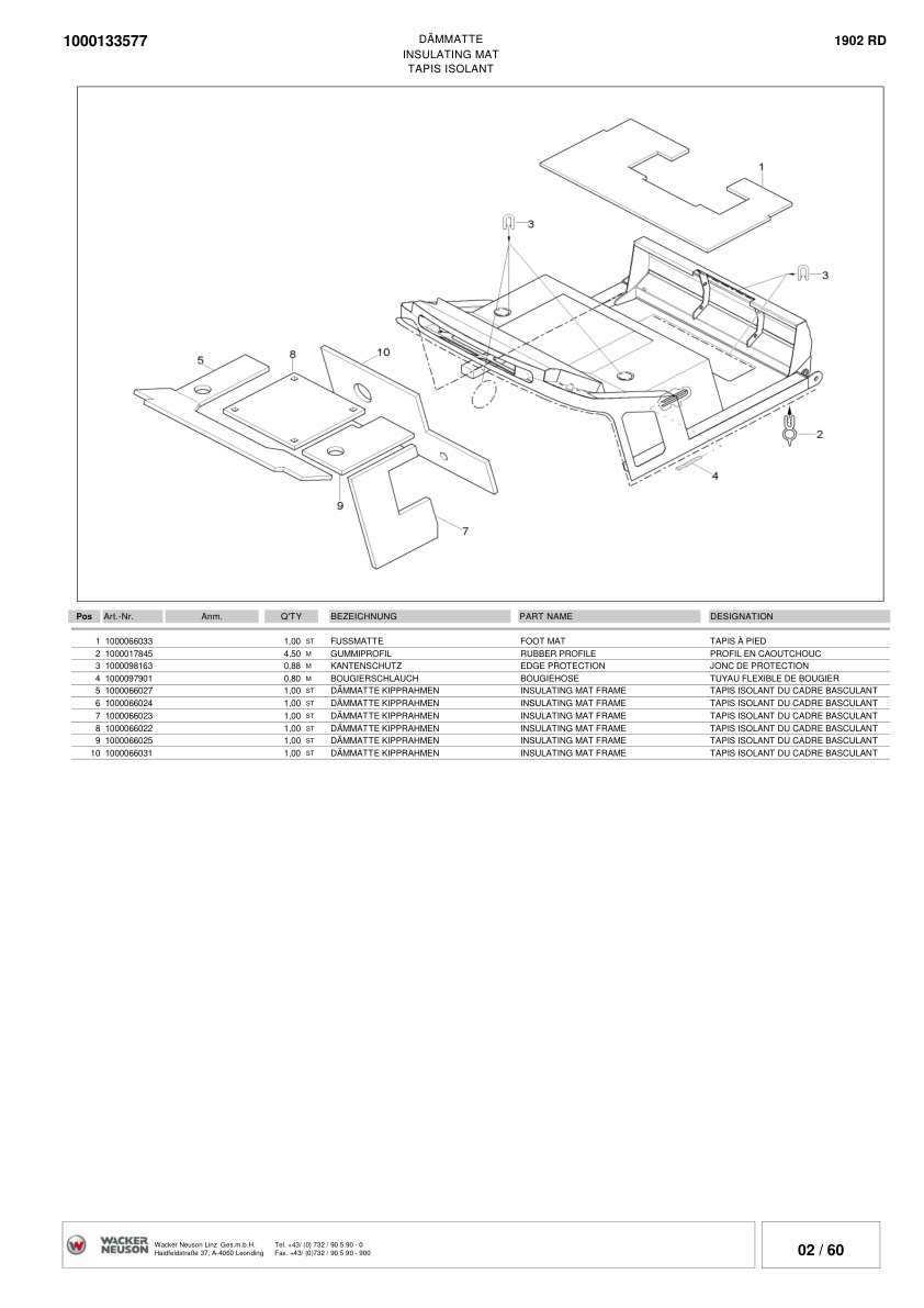 Wacker Neuson 1902RD Crawler Excavator Parts Catalog Rev 05-2010 - Image 11